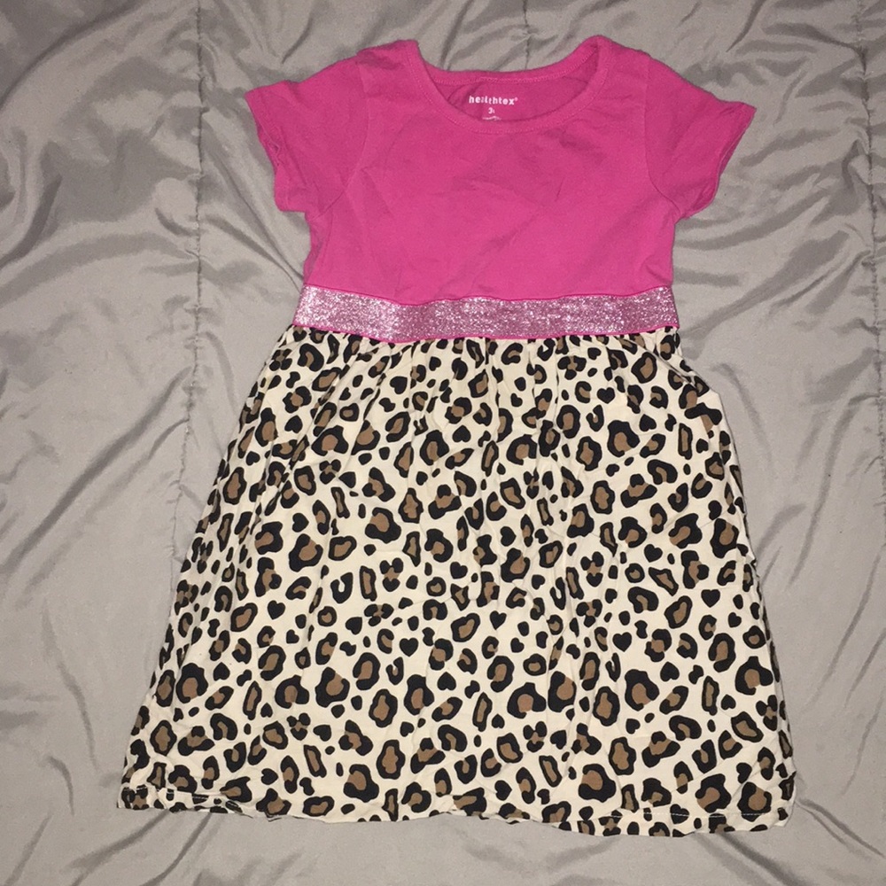 Girls pink and leopard dress
